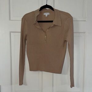 Calvin Klein Beige Ribbed Button-Down Shirt